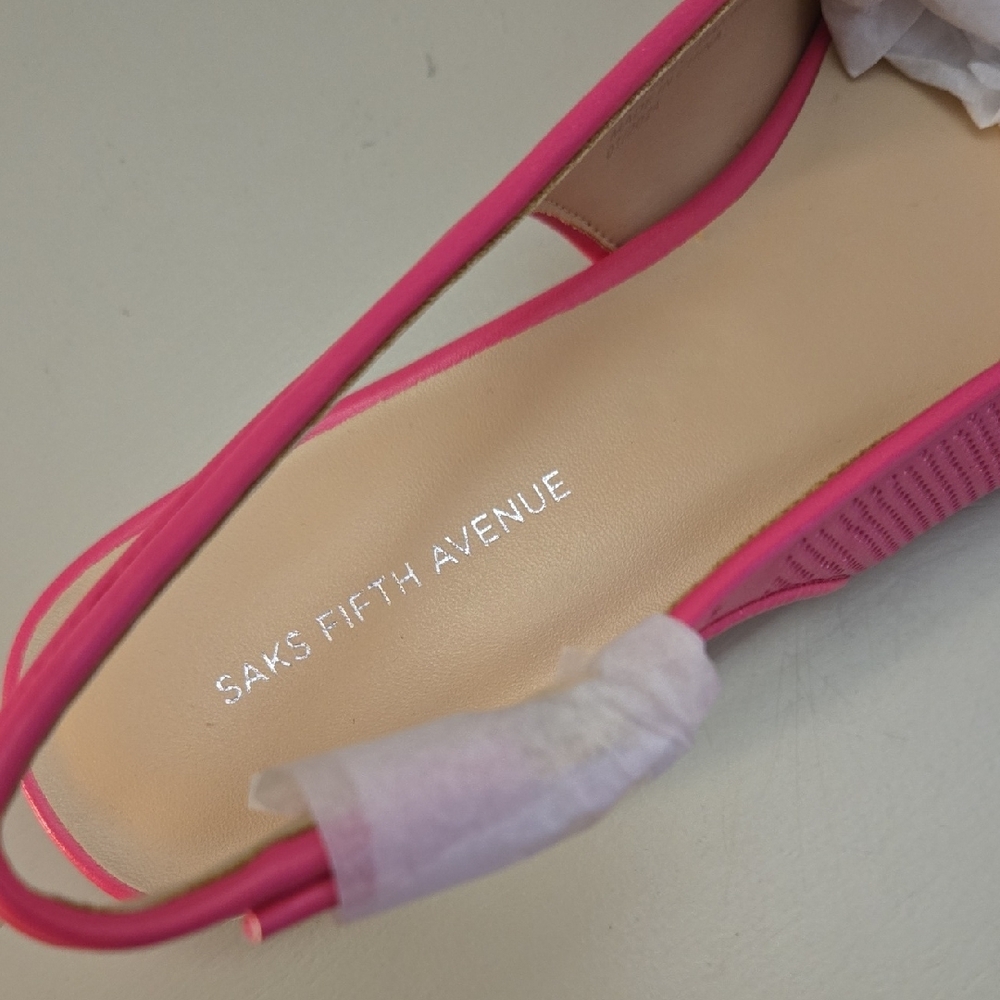 NWT Saks Fifth Avenue Sarena Bow Slingback Ballet Flats, Pink, Size 7 - Picture 7 of 7